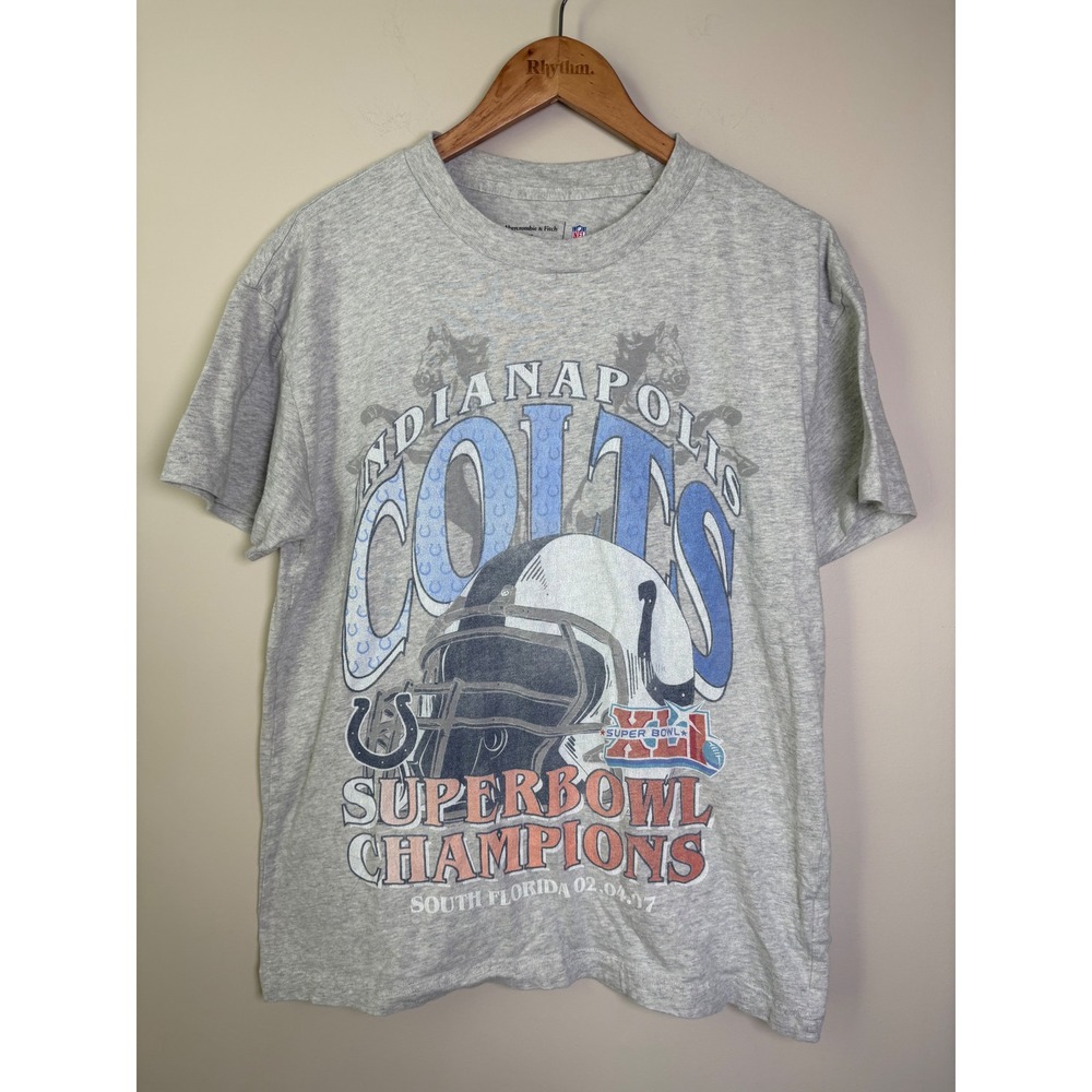 Abercrombie NFL Indianapolis Colts Super Bowl XLI Champions T-Shirt Gray Mens M